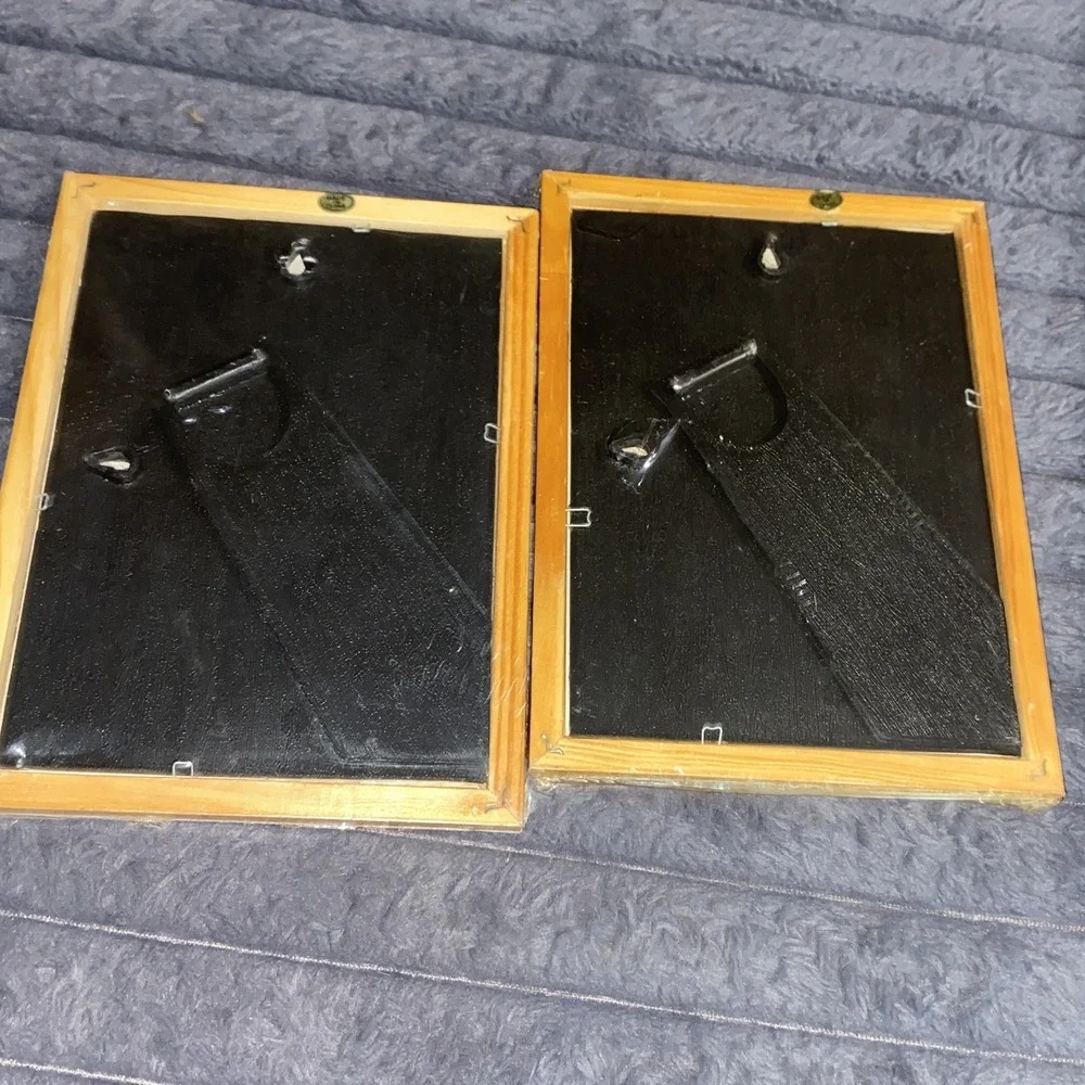 NEW Vintage PAIR‎ 5X7 Photo Collage Wood Frame hang or shelf sitter